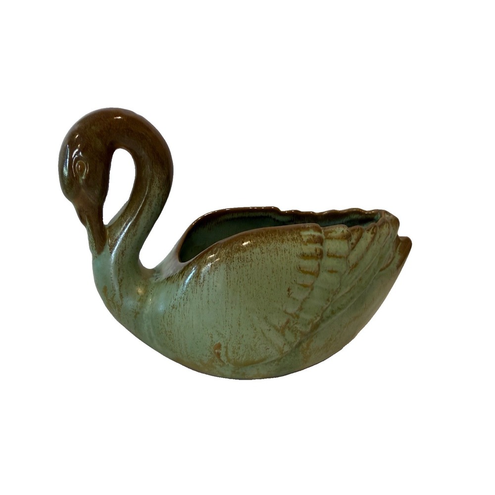 Vintage Frankoma Pottery Wagon Wheel Teapot Prairie Green Brown Ceramic Tea Pot